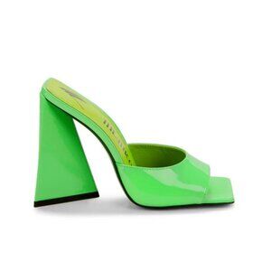 The Attico Devon Patent leather Neon Green Heeled Sandal Mule - Size 6
